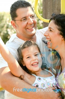 Smiling Caucasian Family Stock Photo