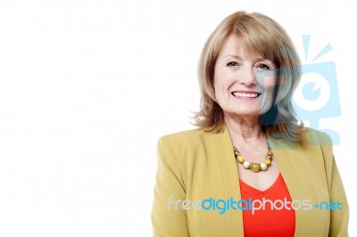 Smiling Caucasian Woman Over White Stock Photo