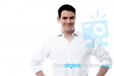 Smiling Charming Man On White Stock Photo