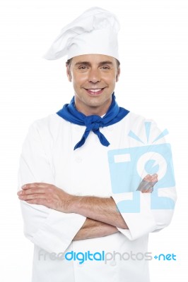 Smiling Chef Crossed Arms Stock Photo