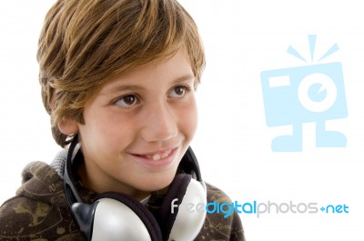 Smiling Child With Headphone Stock Photo