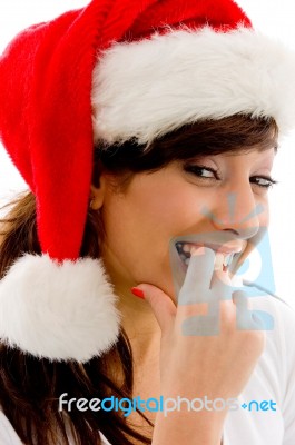 Smiling Christmas Woman Stock Photo