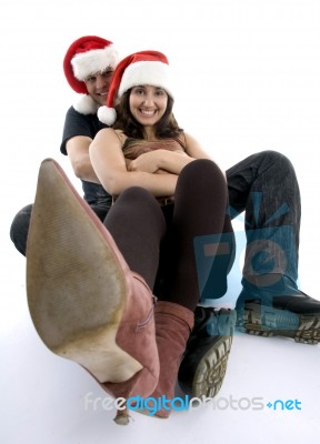 Smiling Couple With Long Legs Stock Photo