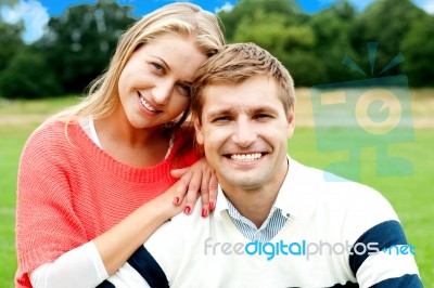 Smiling Couples In Outdoor Stock Photo