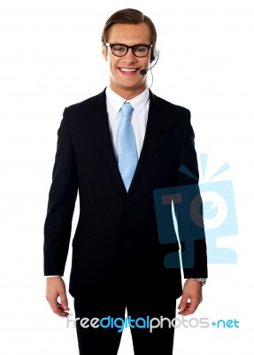 Smiling Customer Service Male Stock Photo