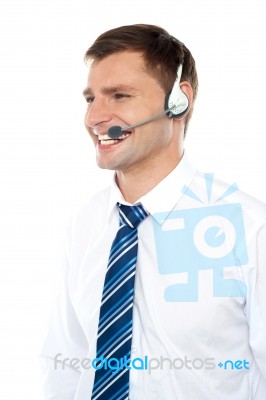 Smiling Customer Support Executive Stock Photo