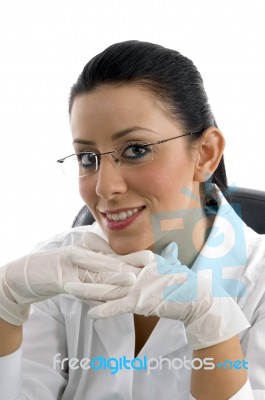 Smiling Doctor Wearing Hand Gloves Stock Photo