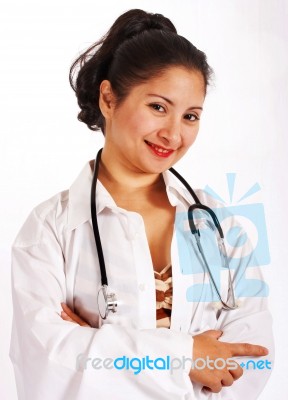 Smiling Doctor With Stethoscope Stock Photo