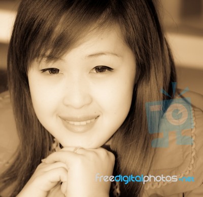 Smiling Face Of Asian Girl Stock Photo