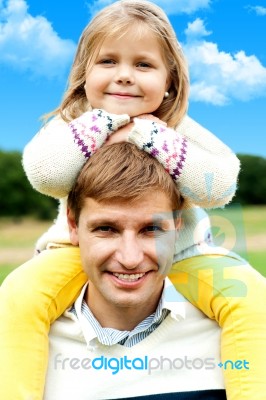 Smiling Father And Daughter Stock Photo