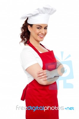 Smiling Female Chef Stock Photo