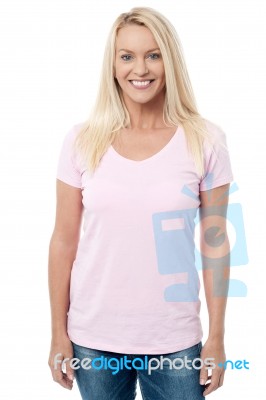 Smiling Female Model In Casuals Stock Photo