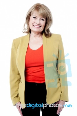 Smiling Female Senior Executive Stock Photo