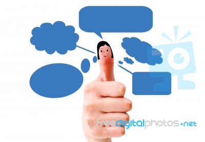 Smiling Fingers For Social Network Stock Photo