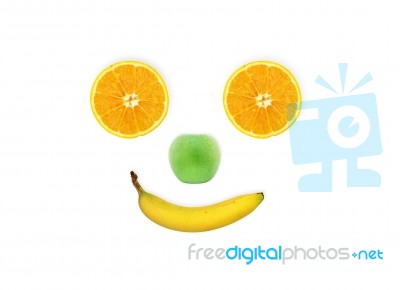 Smiling Fresh Fruits Isolated On A White Background Stock Image