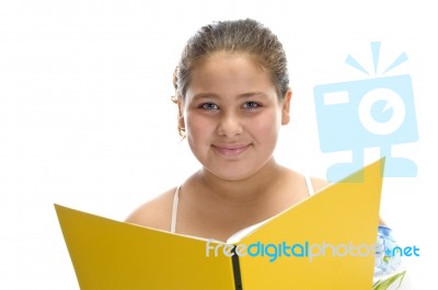 Smiling Girl With notebook Stock Photo