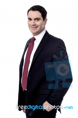 Smiling Handsome Businessman Stock Photo