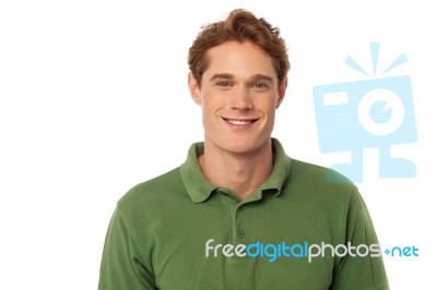 Smiling Handsome Guy Isolated Over White Stock Photo