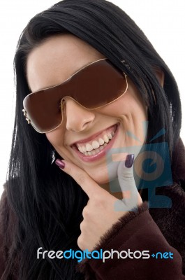 Smiling Lady Wearing Sunglasses Stock Photo