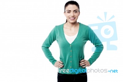 Smiling Latin Woman Over White Stock Photo