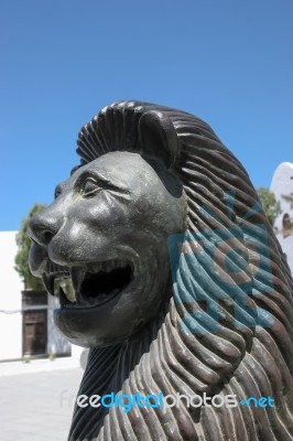 Smiling Lion Statue In Teguise Lanzarote Stock Photo