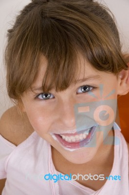 Smiling Little Girl Looking You Stock Photo