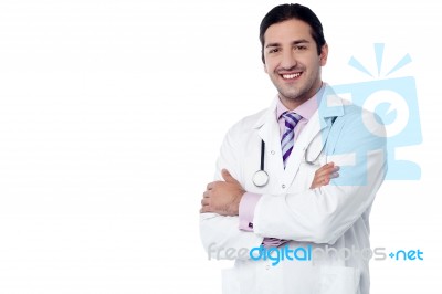 Smiling Male Doctor With Stethoscope Stock Photo