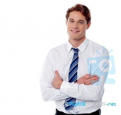 Smiling Male Employee Isolated On  White Stock Photo