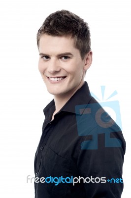 Smiling Male Posing To Camera Stock Photo