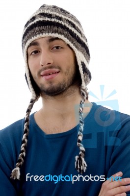 Smiling Male Wearing Cap Stock Photo