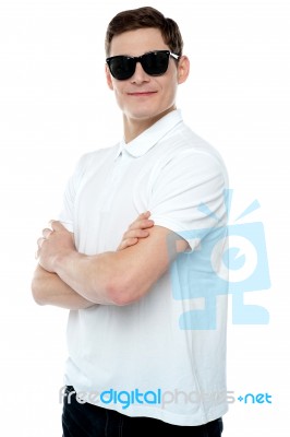 Smiling Male Wearing Sunglasses Stock Photo