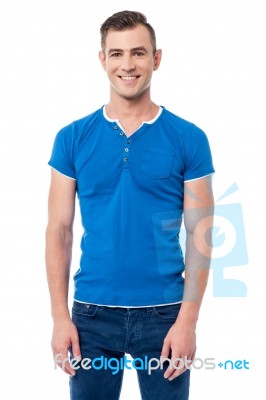 Smiling Man Posing Casualy Stock Photo