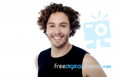 Smiling Man Posing Over White Stock Photo