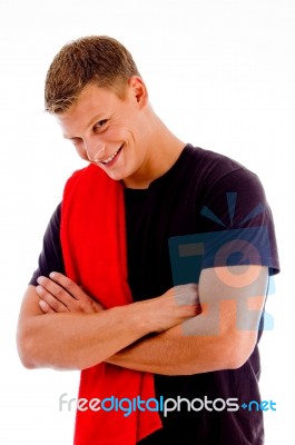 Smiling Man With Crossed Arms Stock Photo