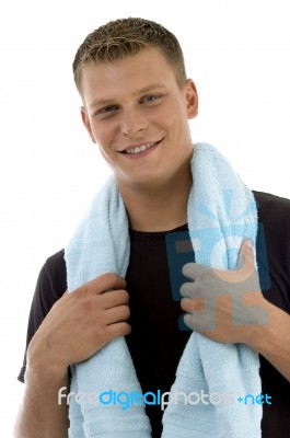 Smiling Man With Towel Stock Photo