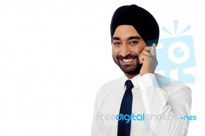 Smiling Manager Communicating With Client Stock Photo