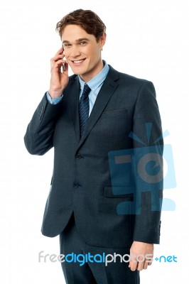 Smiling Manager Communicating With Client Stock Photo