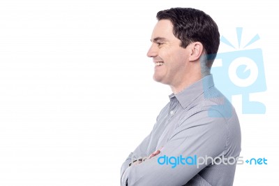 Smiling Middle Aged Man Isolated On White Stock Photo