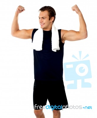 Smiling Muscular Man Stock Photo