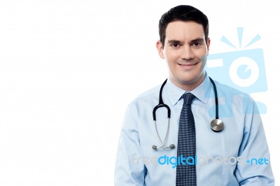 Smiling Physician Isolated Over White Stock Photo