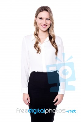 Smiling Pretty Corporate Woman Stock Photo