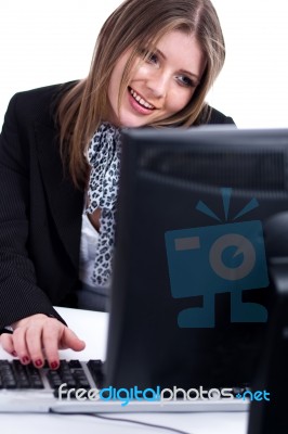 Smiling Professional Working Stock Photo