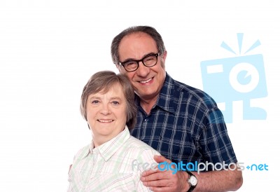 Smiling Senior Couple On White Stock Photo