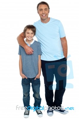 Smiling Shot Of A Father And Son Stock Photo