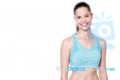 Smiling Slim Woman In Sportswear Stock Photo