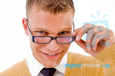 Smiling Student Wearing Spectacles Stock Photo