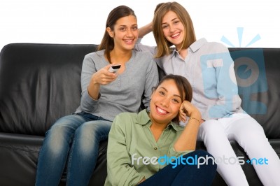 Smiling Teenage Friends Stock Photo