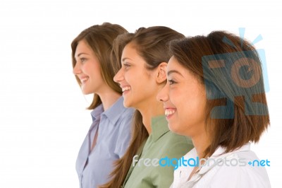 Smiling Teenage Girls Stock Photo