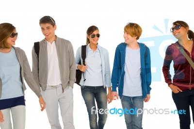 Smiling Teenage Students Stock Photo