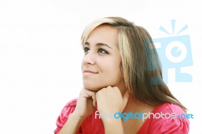 Smiling Teenager Thinking Stock Photo